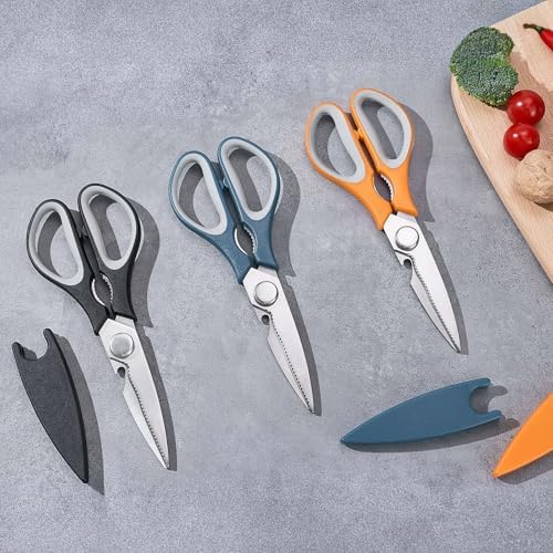3-Pack Kitchen Shears Heavy Duty All Purpose Stainless Steel Scissors Dishwasher Safe Cooking for Meat, Chicken, Fish, Vegetable