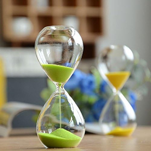 Large Fashion Colorful Sand Glass Sandglass Hourglass Timer Clear Smooth Glass Measures Home Desk Decor Xmas Birthday Gift (10 Minutes, Green)