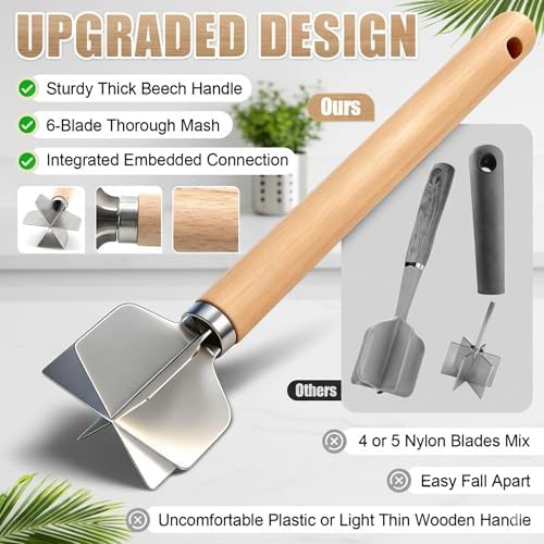 Stainless Steel Potato Masher with Wood Handle