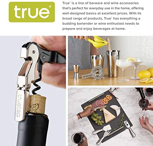 True Sommelier Waiters Corkscrew Wine Opener with Built-in Bottle Opener and Sharp Foil Cutter, Stainless Steel with Wood Handle for Travel, Home Bar, Kitchen, Gifts for Wine Lovers, Set of 1
