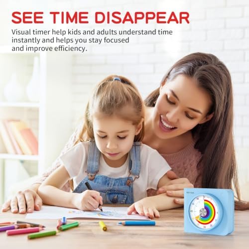 Secura 60 Minute Visual Timer for Kids, Countdown Timer for Time Management