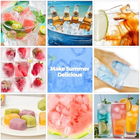 4 x Silicone Ice Cube Trays with Lids, Ice Cube Moulds, LFGB Certified – BPA Free, Square Ice Cube Trays Easy to Remove (2 Green + 2 Blue)