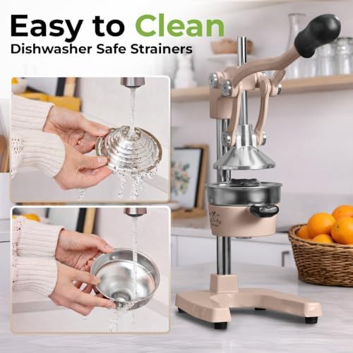 Zulay Kitchen Cast Iron Juicer - Heavy Duty Orange Juicer with Detachable Strainers for Easy Cleaning, Citrus Press for Citrus Fruits, Perfect for Bartenders, Juice Lovers & Health Enthusiasts