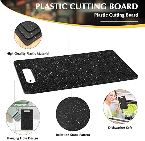 6 Pcs Plastic Cutting Boards Bar Granite Color Cutting Board with Easy Grip Handle Dishwasher for Food Fruits Vegetables Home(Small)