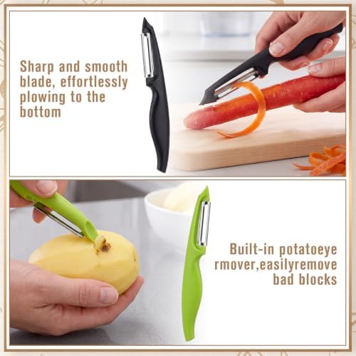 20 Pack Straight Vegetable Peeler Bulk with Sharp Blade, 5 Colors Potato Peelers for Kitchen, Swivel Blade Peeler Tools with Ergonomic Grip for Potatoes Carrots Fruit Kitchen Restaurant