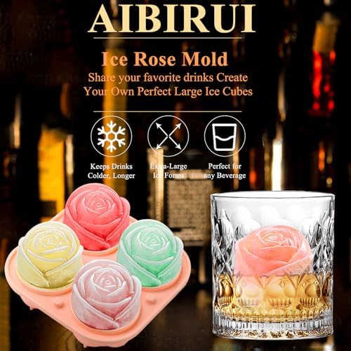 Rose Ice Cube Mold,2" x 8 ices,Large Ice Cube Molds,Ice Cube Tray