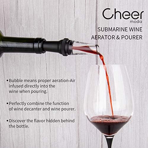 CHEER MODA Wine Aerator Pourer - Wine Aerating Pourer, Premium Decanter Spout, Portable Wine Pourer, Best Gift for Wine Lovers and Enthusiast, Black