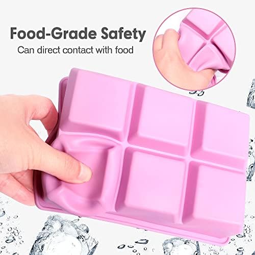 Excnorm Silicone Ice Cube Trays, 3‑Pack Large Square Molds with Lid