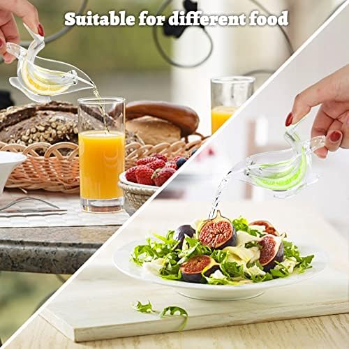 HNQH Manual Lemon Juicer, Acrylic Manual Lemon Slice Squeezer, Portable Transparent Fruit Juicer, Elegance Bird Shape, Hand Juicer for Orange Lemon Lime Pomegranate (4 Pack) (4 Pack)