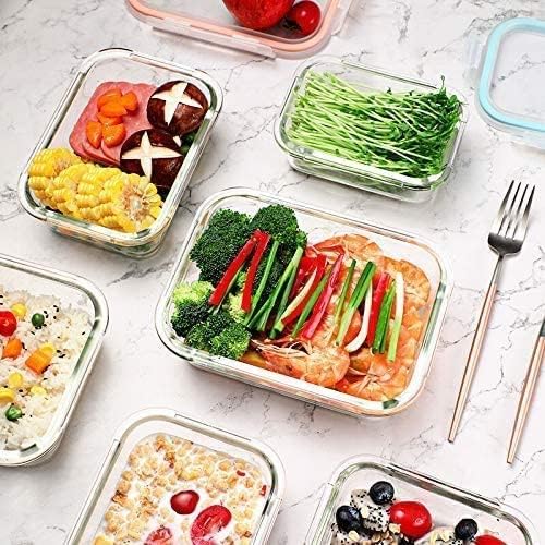Airtight Meal Prep Containers for Food Storage [24 Piece] Leak Proof, Glass Bento Boxes for Lunch (12 lids & 12 Containers)