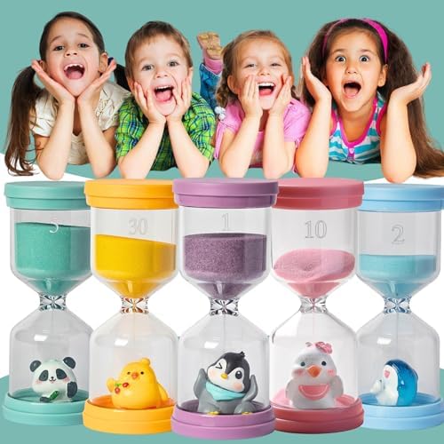 5 Minute Sand Timer,Hourglass Timer in Macaron Green with Panda Pattern