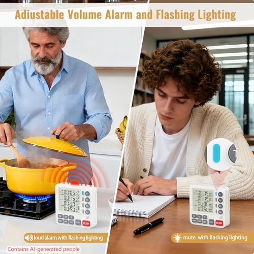 Digital Dual Kitchen Timer, Multiple Channels Countdown Timer