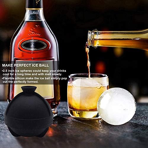 Silicone Ice Ball Molds with Built-in Funnel for Whiskey,Set of 2