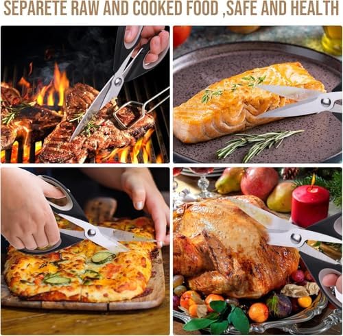 Kitchen Scissors All Purpose Heavy Duty, Kitchen Utensils Set, Stainless Steel Cooking Utensils Gadgets Meat Poultry Food Shears Dishwasher Safe Utility Tools Home (Orange, black and gray)