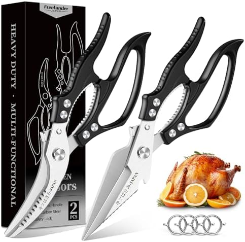 Freelander Kitchen Shears Set Black - All Purpose Heavy Duty Poultry Shears