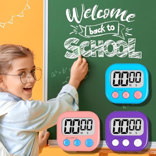 ZILLEEN Digital Kitchen Classroom Timers for Kids Cooking 6pcs Blu Pk Pur