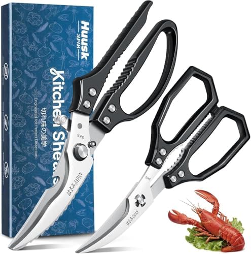 HUUSK Black Kitchen Scissors Set -Heavy Duty Kitchen Shears