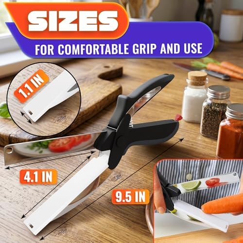 2 in 1 Kitchen Scissors for Food with Knife Sharpener (Grey)