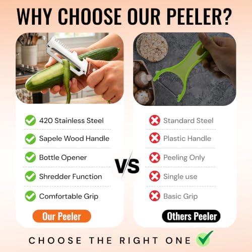 2Pcs Multifunctional Vegetable Peeler with Julienne Shredder, Bottle opener