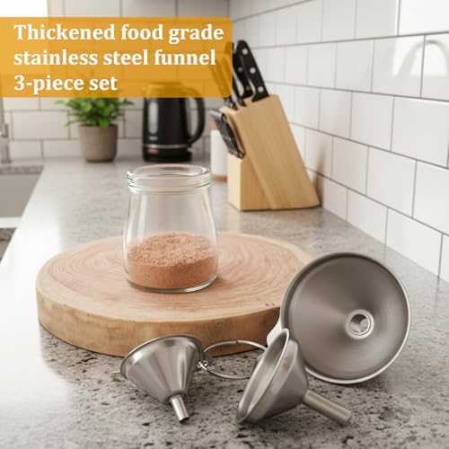 6-Piece Stainless Steel Funnels Set, Spice Funnel for Kitchen Use, Durable Funnels for Transferring Liquids and Powders, Spice Funnel organizing Kitchen Spices, Filling Bottles with Condiments