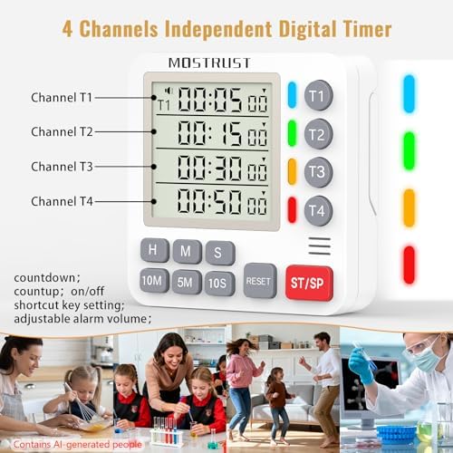 Digital Dual Kitchen Timer, Multiple Channels Countdown Timer