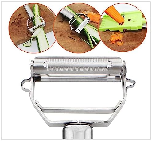 Alkyne Multi Pelador Doble Cuchilla,Multi Double Knife Peeler,Julienne Peeler,Julienne Strips, with Grating Plate, for Potato,Fruit, Vegetable (1pc)