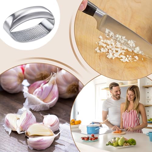 Garlic Press Rocker - Stainless Steel Portable Garlic Crusher, Ergonomic Ginger Grinder | Manual Mincing Tool for Food Prep, Home, Restaurant, Cooking, Party, Bbq, Picnic, Camping, Daily Use
