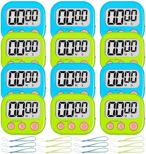 ZILLEEN Classroom Timer for Kids Teachers 12 Pack Digital Tmers Blue Green