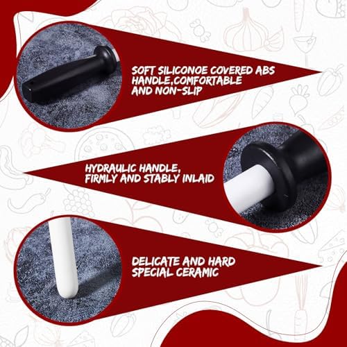 Ceramic Honing Rod for Knives, 11 Inch Knife Sharpener, Black