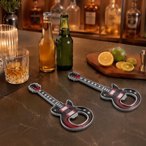 Guitar Shaped Bottle Opener, 2 Pack Metal Beer Opener Gift for Music Lovers