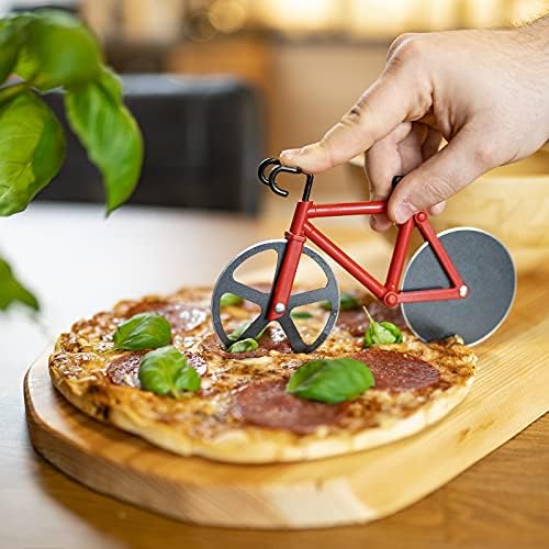 Westmark Fuentez 13292260 Pizza Cutter in Bicycle Look with Stand Stainless Steel/Plastic Black/Red