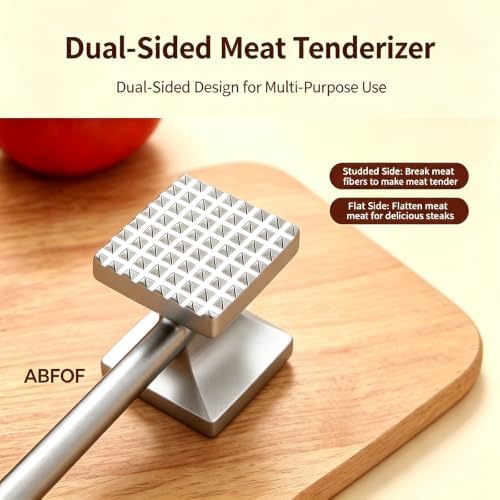 Meat Tenderizer Hammer, Dual Sided Steak Mallet, Solid Aluminum