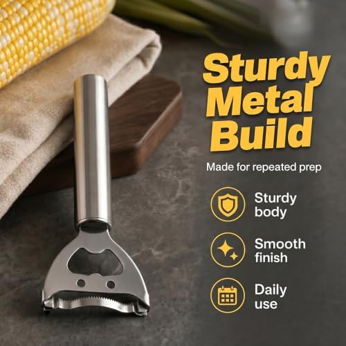 Stainless Steel Corn Peeler, Corn Cob Stripper Tool (1, Silver)