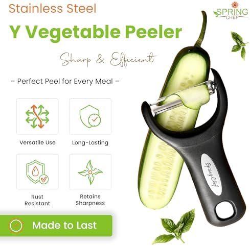 Spring Chef Stainless Steel Y Shaped Vegetable Peeler for Kitchen - Black