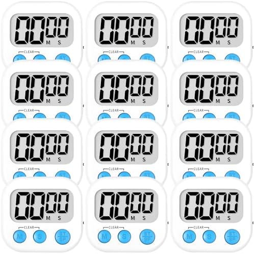 ZILLEEN Digital Kitchen Timers for Cooking Kids White 12 Pack