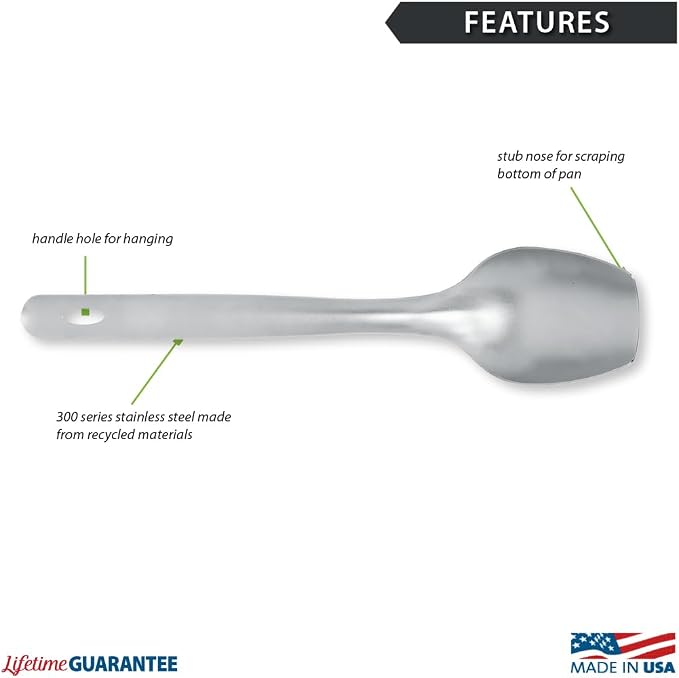 Rada Cutlery Cook's Spoon (R123), Stainless Steel, 2.5" x 3" Face, 11.5" Length