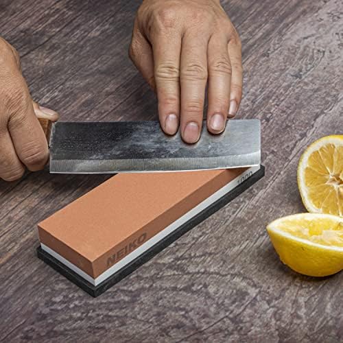 NEIKO 54004A Whetstone, Knife Sharpening Stone, 400 & 1000 Grit, Coarse, 2 Side Sharpener Stone, Water Sharpening Stone Set, Scissor, Blade, Kitchen Knife Sharpener Stone, Wet Stone Sharpening Kit