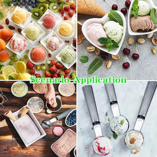 Ice cream scoop, a portable stainless steel ice cream scoop with trigger device and comfortable handle, suitable for DIY mixed ice cream, fruits, frozen yogurt, etc Large (1pcs Large golden)