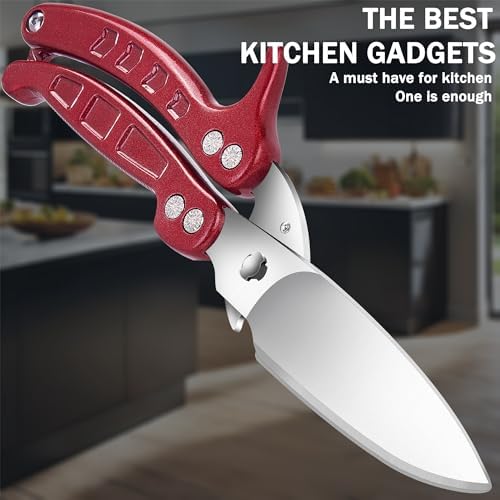 Heavy Duty Kitchen Shears,Poultry Shears with Safety Lock,Burgundy
