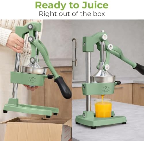 Zulay Kitchen Cast Iron Juicer - Heavy Duty Orange Juicer with Detachable Strainers for Easy Cleaning, Citrus Press for Citrus Fruits, Perfect for Bartenders, Juice Lovers & Health Enthusiasts