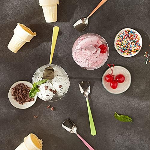 RSVP International Ice Cream Tool Collection, Dishwasher Safe, Large Handle, Colored Handle Spoons, 4 Piece