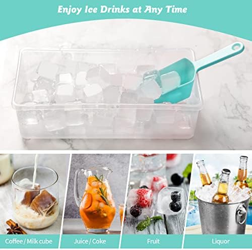 Silicone Ice Cube Tray with Leak-Proof Lid & Storage Bin for Freezer – BPA-Free 36-Piece Nugget Ice Molds, Spill-Resistant Cover & Ice Scoop Container Cover
