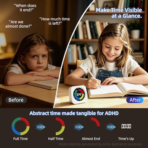 Visual Timer for Kids, 99 Min Countdown Timer for ADHD, Classroom, Focus