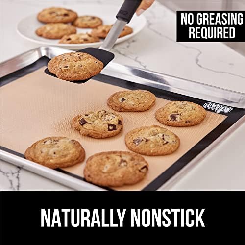 Gorilla Grip Ice Cream Scoop and Silicone Baking Mat, Both in Black Color, Ice Cream Scoop is Versatile, Baking Mats are Quarter Sheet Size, No Greasing Needed, 2 Item Bundle