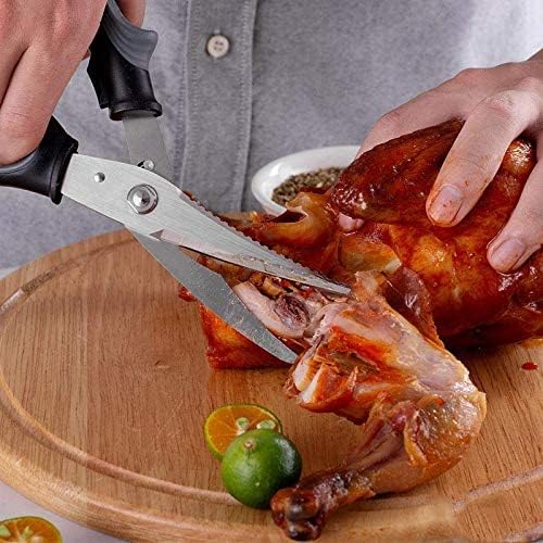 Poultry Shears Heavy Duty Professional – Sharp Kitchen Scissors Heavy Duty Dishwasher Safe - Stainless Steel Turkey Shears - Spring Loaded Ergonomic Handles - All Purpose Kitchen Shear Grey