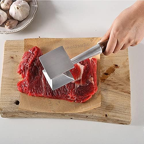 Meat Tenderizer Hammer Dual-Sided Meat Pounder Tool with Wooden Handle for Steak, Beef Poultry Mallet for Kitchen