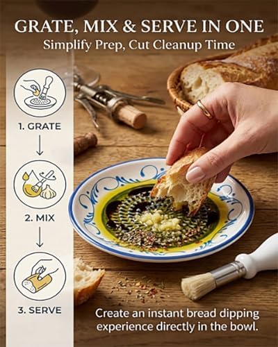 Ceramic Garlic Grater Plate Bowl for Food, Handheld Ginger Peeler Spanish Tomato Grater Dish Gradient Ginger Pottery Crusher Herb Stripper Porcelain Mincing Plate Grinder Kitchen Tool(#2)