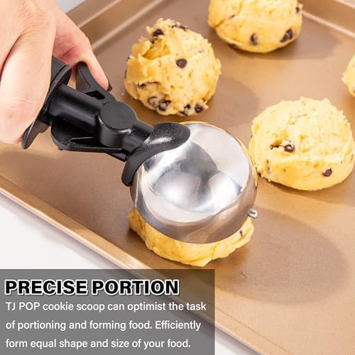 3.5 Tbsp Cookie Scoop, Ice Cream Scoop with Thumb Trigger, Cookie Dough Melon Baller Scoop 55 mm, Comfortable Grip, Non-Slip, 50 ml