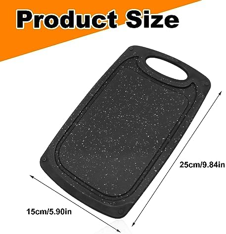 Saihisday 9.8"L x 5.9"W Mini Kitchen Cooking Board Mats Small cutting boards Non-Slip Cutting Boards Dishwasher Safe Plastic Chopping Boards for Salad Sandwich Cheese Juice Grooves Grip Handle (2 pcs)