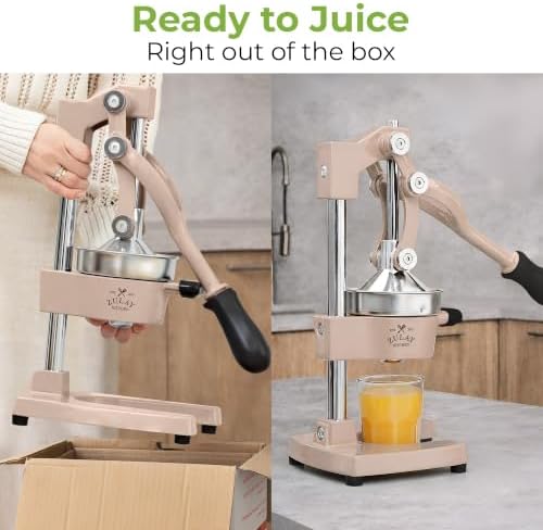 Zulay Kitchen Cast Iron Juicer - Heavy Duty Orange Juicer with Detachable Strainers for Easy Cleaning, Citrus Press for Citrus Fruits, Perfect for Bartenders, Juice Lovers & Health Enthusiasts